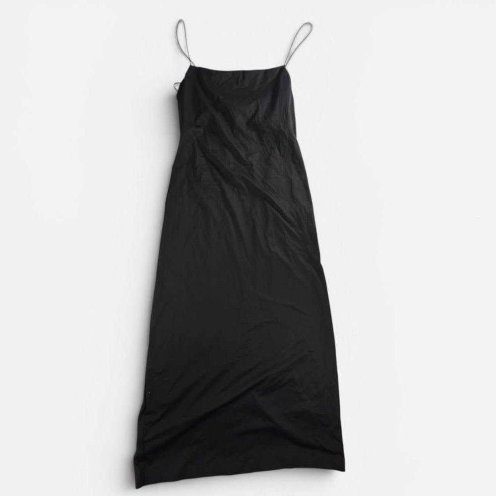 Z Supply Women XL Black Paulina So Smooth Midi Dress Spaghetti Strap Square Neck